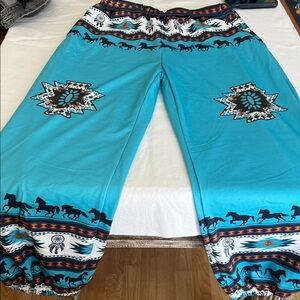 Turquoise Patterned Lounge Pants